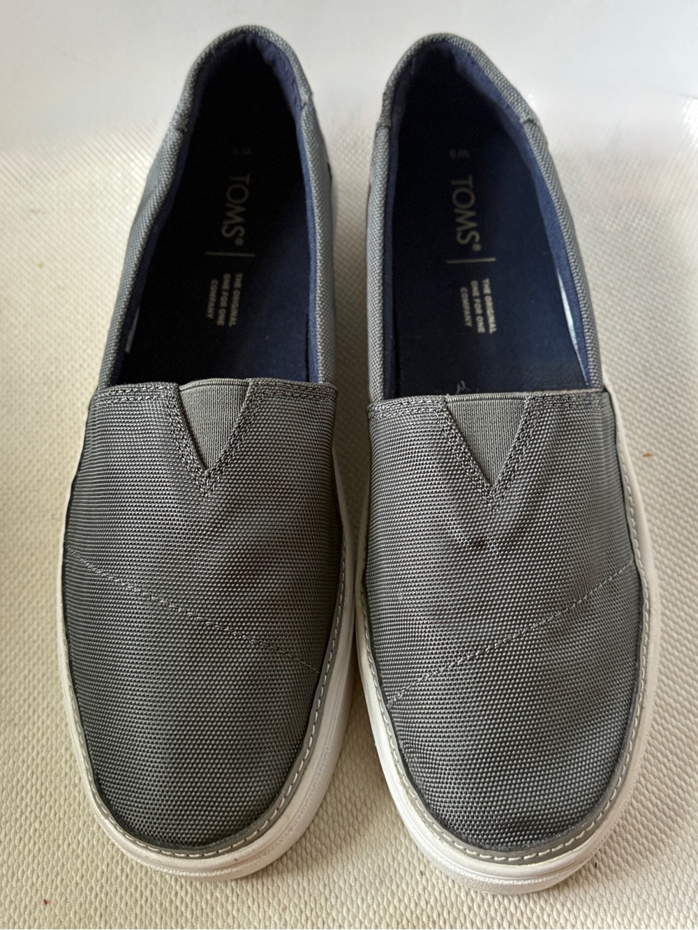 TOMS Women's Parker Slip On Sneaker Grey Woven Canvas Comfort Flat Loafers W9